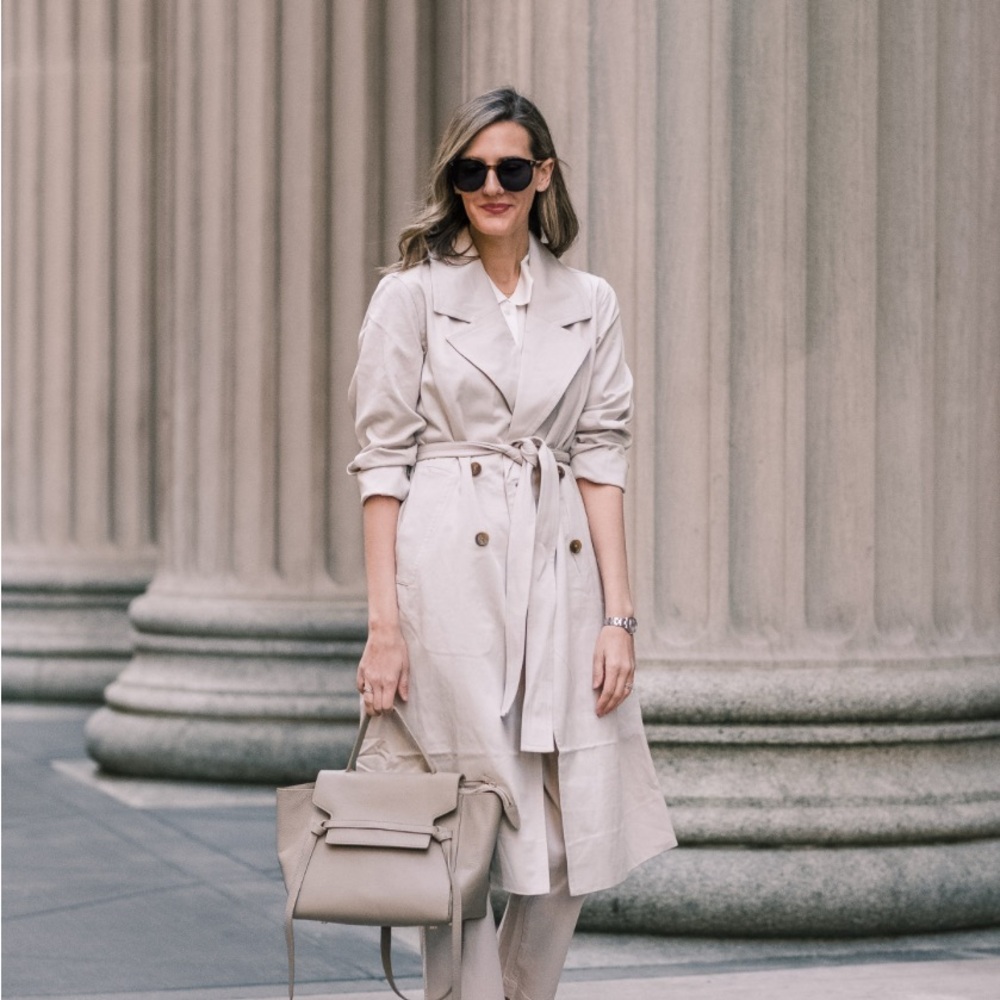 EVERLANE The Drape Trench Double Breasted Coat In Sandstone Tan Beige Size XS